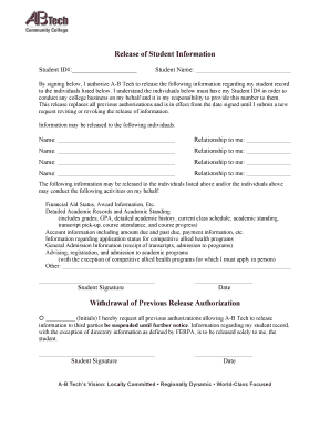 Student Information Release Form
