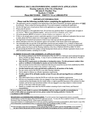 Personal declaration/housing assistance application - Hartford ... - hartfordhousing