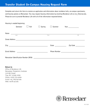 Transfer Student On-Campus Housing Request Form