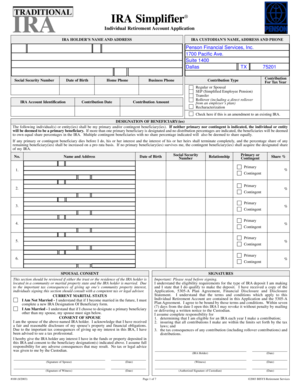 IRA Simplifier Individual Retirement Account Application
