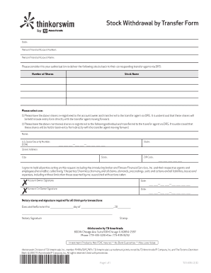 Stock Withdrawal by Transfer Form