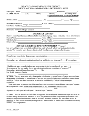 MiraCosta Community College Participant Information Sheet