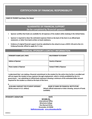 Certification of Financial Responsibility