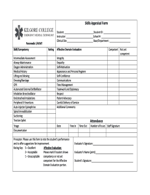 Mood scale chart - Paramedic 1 Skills Appraisal Form