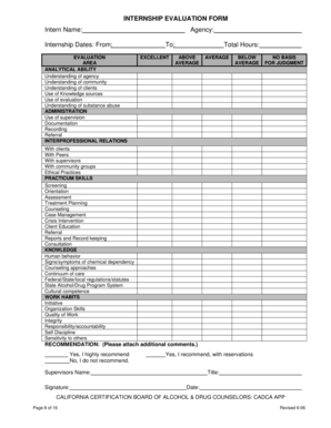 Internship Evaluation Form