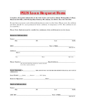 PLUS Loan Request Form
