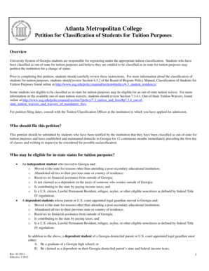 Georgia Tuition Classification Petition