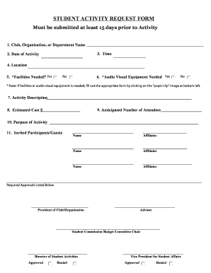 Student Activity Request Form