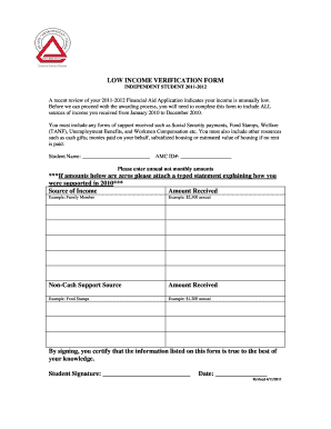 Low Income Verification Form
