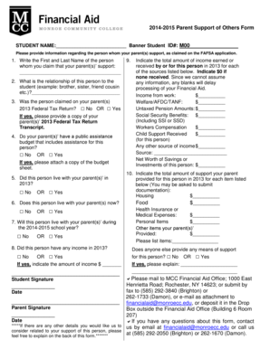 2014-2015 Parent Support of Others Form