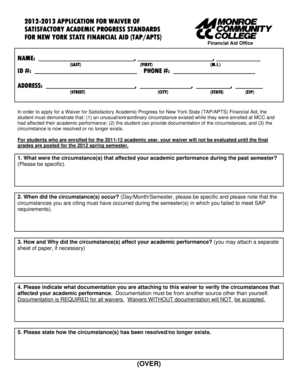 New York State Financial Aid Waiver Form