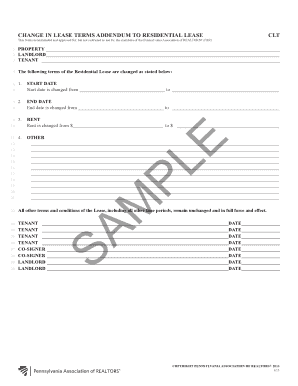 Change in Lease Terms Addendum to Residential Lease