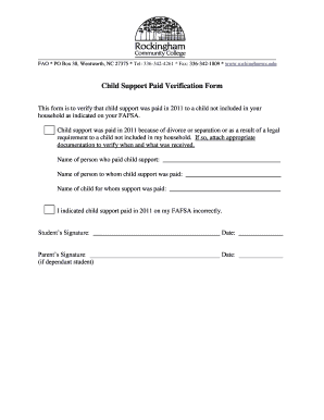 Child Support Paid Verification Form