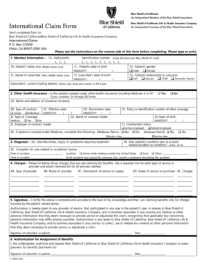 Blue Shield of California International Claim Form