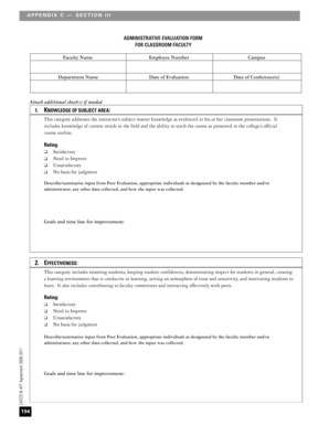 Administrative Evaluation Form for Classroom Faculty