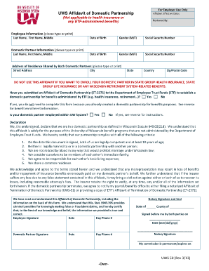 UWS Affidavit of Domestic Partnership