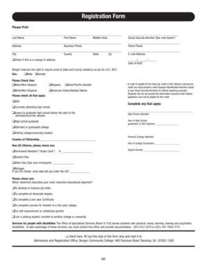 Bergen Community College Registration Form