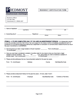 Residency Certification Form