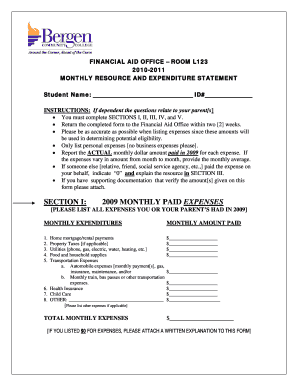 2010-2011 Monthly Resource and Expenditure Statement