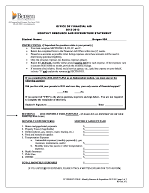 2012-2013 Monthly Resource and Expenditure Statement