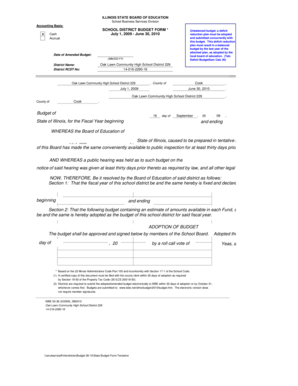 School District Budget Form 2009-2010 - Oak Lawn Community ...