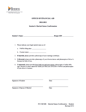 Student’s Marital Status Confirmation Form