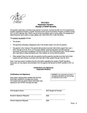 FAFSA SNAP Benefits Certification Form