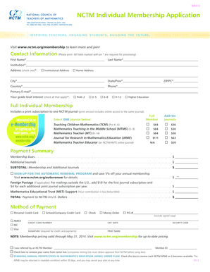 NCTM Individual Membership Application