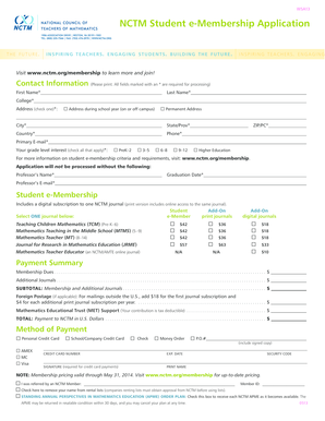 NCTM Student e-Membership Application Form