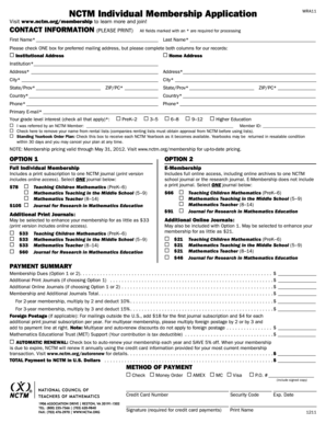 NCTM Individual Membership Application
