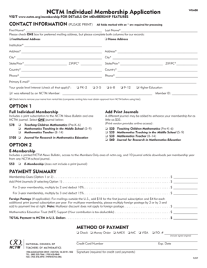 NCTM Individual Membership Application