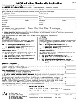 NCTM Individual Membership Application