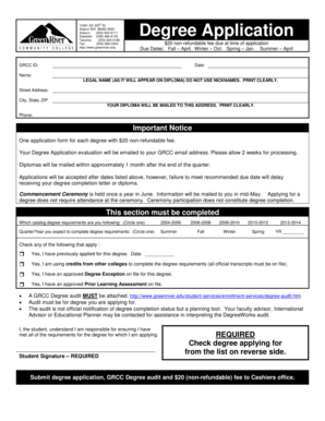 Green River College Degree Application