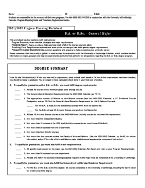 University of Lethbridge Program Planning Worksheet