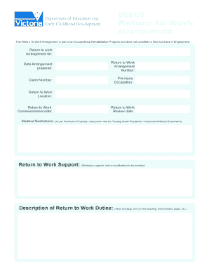 Return to Work Arrangement
