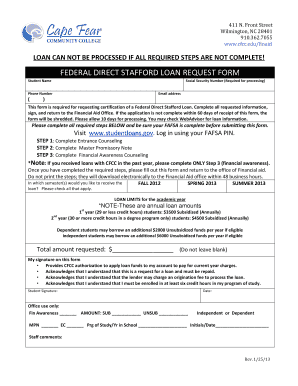 Federal Direct Stafford Loan Request Form