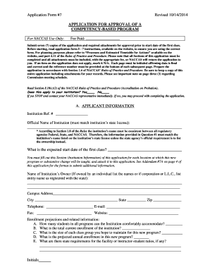 Application Form #7 Competency-Based Program - naccas