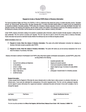 FERPA Block Request Form