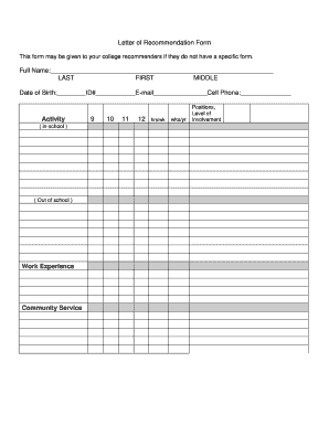 Letter of Recommendation Form - Union Public Schools - unionps