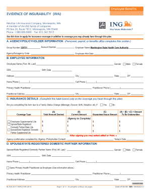 Evidence of Insurability Form