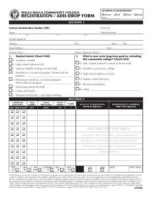 Add/Drop Class Form - Walla Walla Community College - wwcc