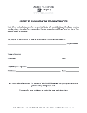 Consent to Disclosure of Tax Return Information