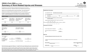 OSHA Form 300A Summary of Work-Related Injuries and Illnesses