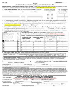 Child Nutrition Programs’ Application for Free or Reduced Price Meals or Free Milk