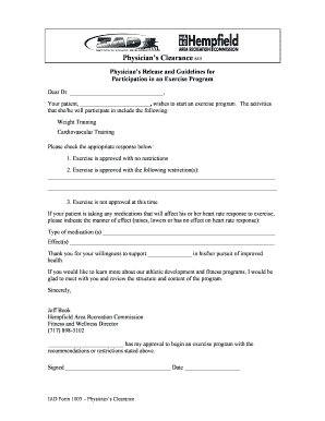 Women weight chart - physician release form for exercise