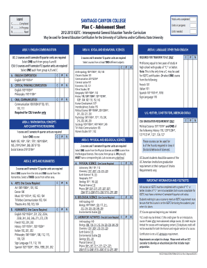 IGETC Plan C Advisement Sheet