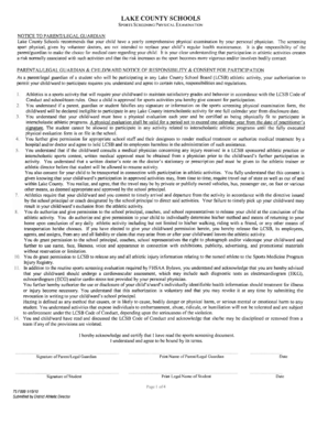 Lake County Schools Sports Participation Consent Form