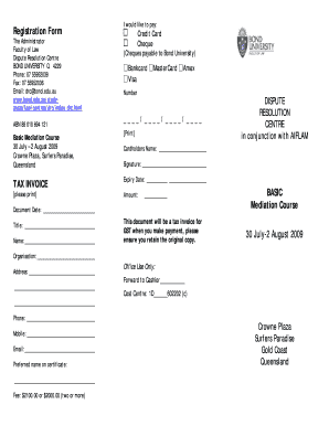 Tax invoice format - Registration Form TAX INVOICE BASIC Mediation ... - Bond University