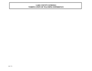 Lake County Schools Verification of Teaching Experience