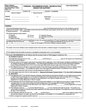 Alabama Child Support Order Form
